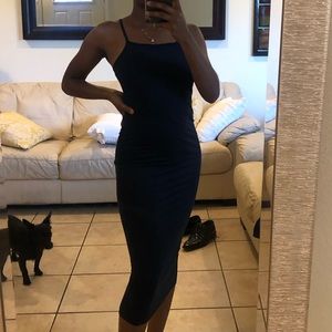 Navy blue suede dress